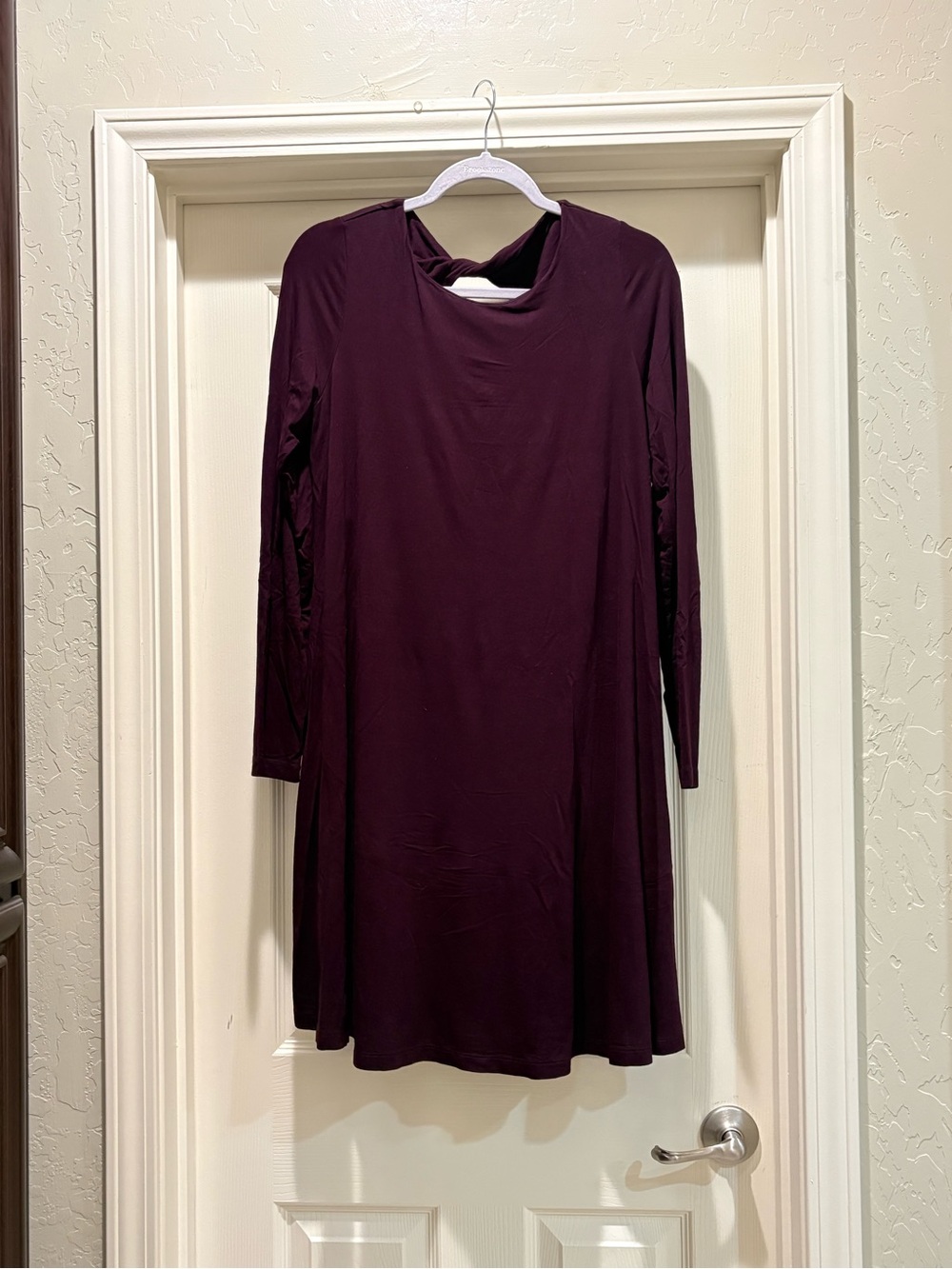 Women's Long Sleeve Swing Dress in Plum
